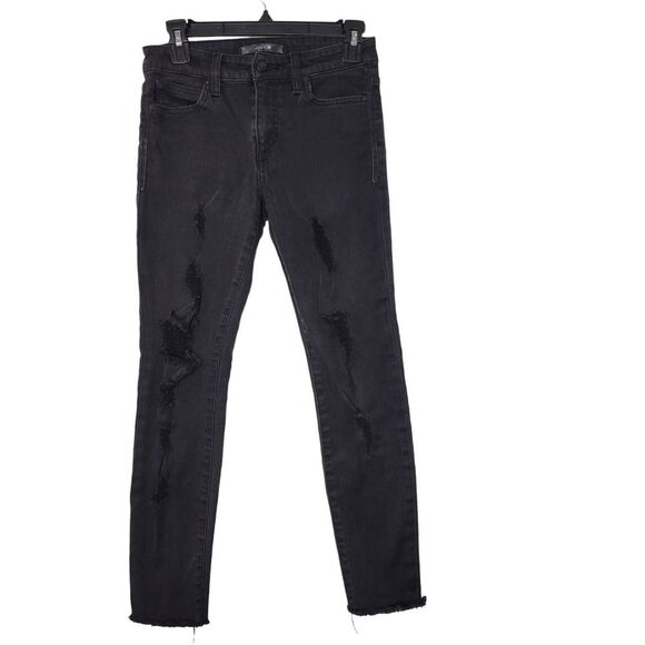 Joe's Jeans Black Braelyn Washed Distressed Ankle Raw Hem Skinny Jeans Size 26 - Picture 1 of 9